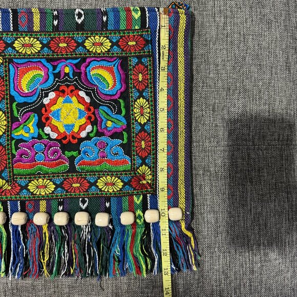 Embroidered Fringe Boho Crossbody Bag New - Picture 8 of 12
